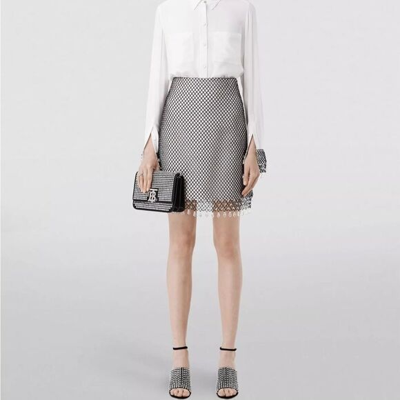 Burberry Gloria Crystal-Embellished Wool-Blend Skirt size 6 NWT $2050 - Picture 6 of 10